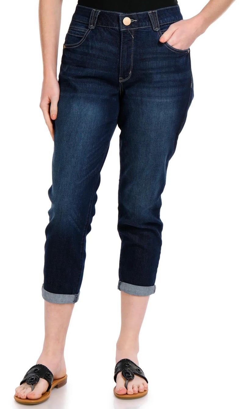 Democracy womens Petite "Ab"solution Crop Jeans, Dark Indigo, 12 Petite US - Image 1